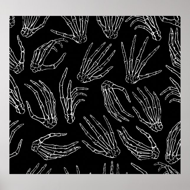 Hand-Drawn Bones, Engraving Style Background. Poster (Front)