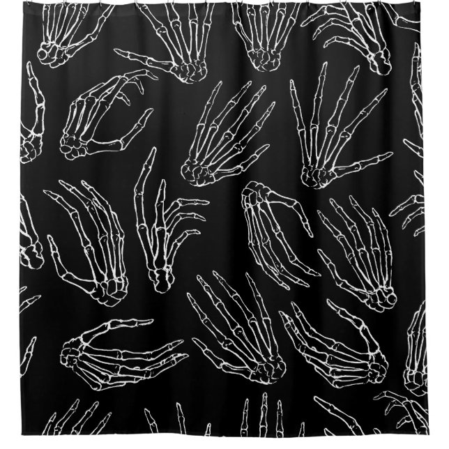 Hand-Drawn Bones, Engraving Style Background. Shower Curtain (Front)