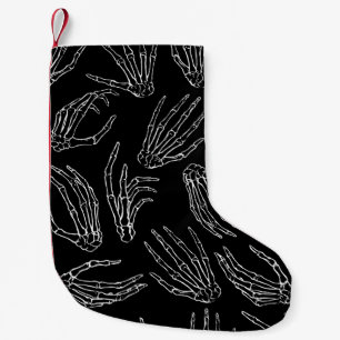 Hand-Drawn Bones, Engraving Style Background. Small Christmas Stocking
