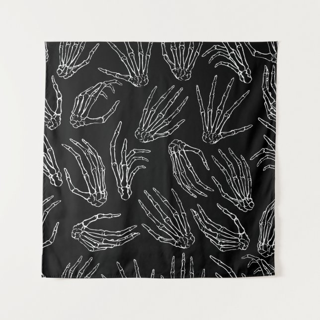 Hand-Drawn Bones, Engraving Style Background. Tapestry (Front)