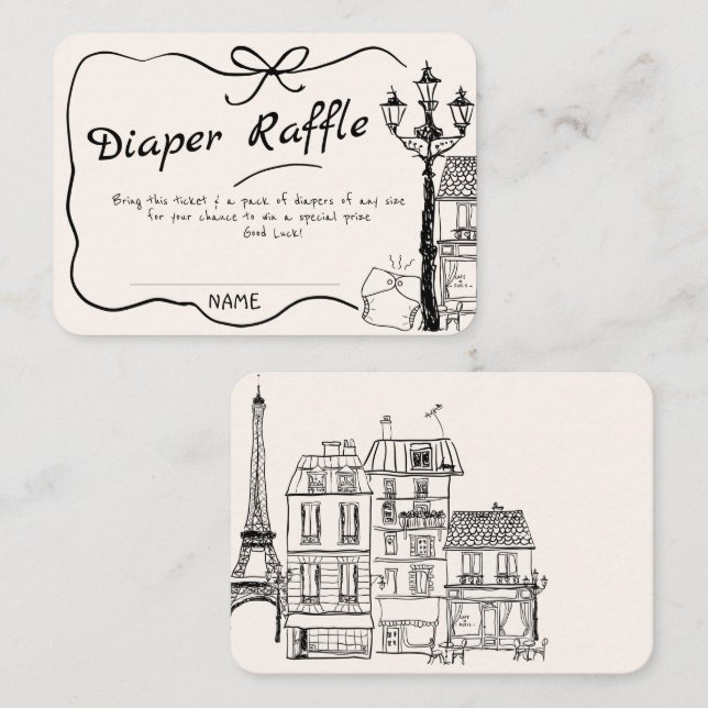 Hand Drawn Bonjour Bebe French Baby Shower Enclosure Card (Front/Back)