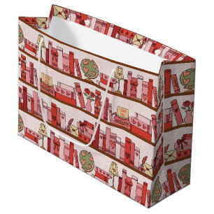Hand Drawn Book Lover Pattern Large Gift Bag
