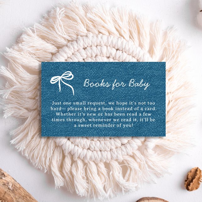 Hand Drawn Books for Baby Blue Jean Baby Shower Enclosure Card (Creator Uploaded)