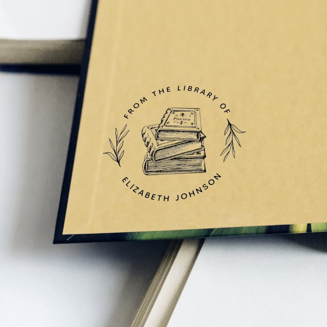 Hand-drawn Books Leaves Custom From The Library Of Rubber Stamp (Creator Uploaded)