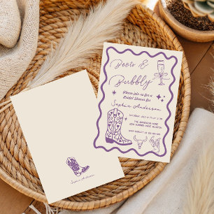 Hand drawn Boots Bubbly Rustic Bridal Shower Invitation