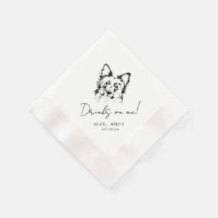 Hand Drawn Border Collie Drinks on me Cocktail Napkin