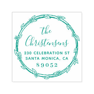 Hand-drawn Botanical Border Family Return Address Self-inking Stamp
