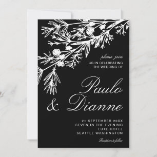 Hand Drawn Botanical Leaves Wedding Invitation