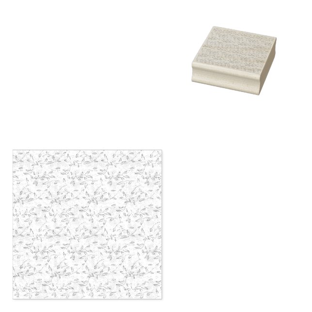 Hand-Drawn Botanical Pattern in Black and White Rubber Stamp (Stamped)