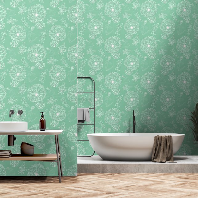 Hand Drawn Bouquet Wallpaper (Bathroom)