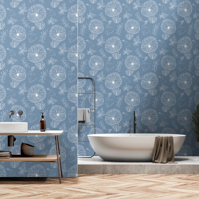 Hand Drawn Bouquet Wallpaper (Bathroom)