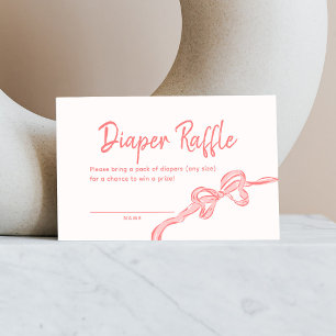 Hand Drawn Bow Baby Shower Diaper Raffle Card