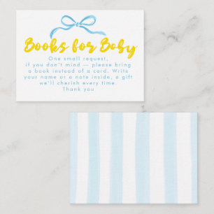 Hand Drawn Bow Books For Baby Baby Shower Enclosure Card