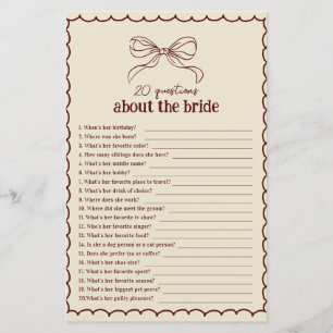 Hand Drawn Bow Burgundy 20 Questions About Bride