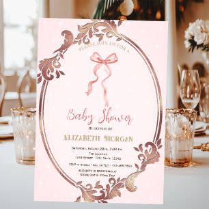 Hand Drawn Bow Elegant Frame Dots Invitation