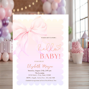Hand Drawn Bow Elegant Frame Ombre Invitation