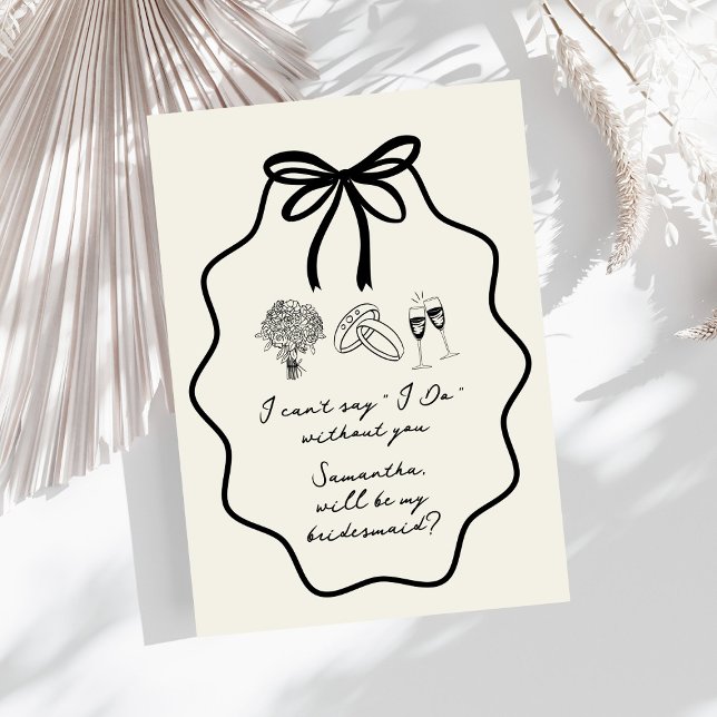 Hand Drawn Bow Floral Bridesmaid Proposal Invitation (Creator Uploaded)