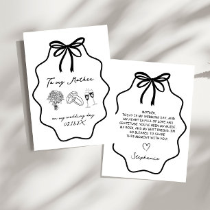 Hand Drawn Bow Floral To My Mother On My Wedding  Invitation