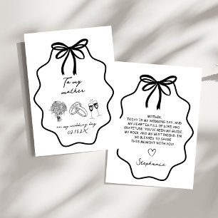Hand Drawn Bow Floral To My Mother On My Wedding  Invitation