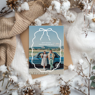 Hand-Drawn Bow Frame Custom Photo Holiday Card