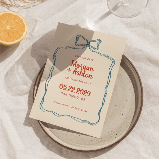 Hand Drawn Bow Frame Wedding  Save The Date (Creator Uploaded)