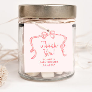 Hand Drawn Bow Girl Baby Shower Favour Tags