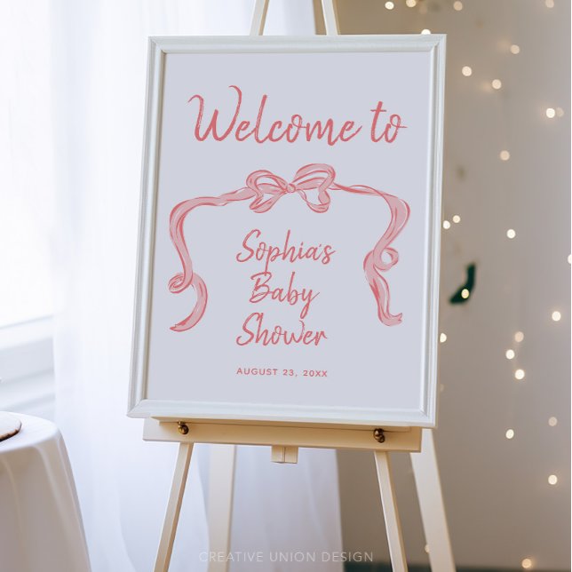 Hand Drawn Bow Girl Baby Shower Welcome Poster (Creator Uploaded)