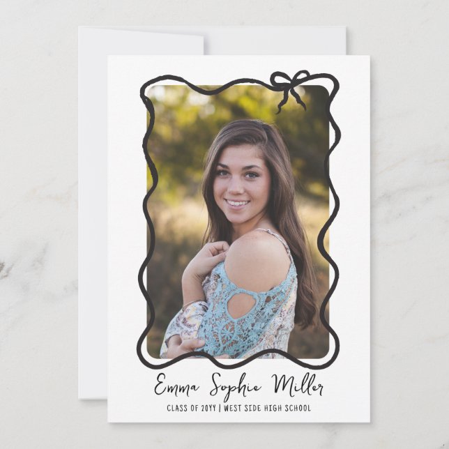 Hand drawn bow Graduation Announcement (Back)