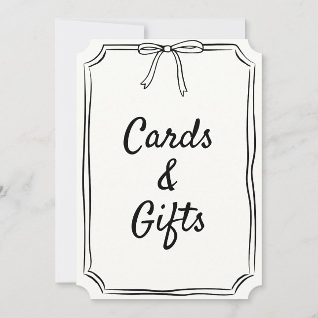 Hand Drawn Bow Modern Coquette Cards & Gifts Sign (Front)