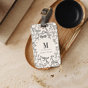 Hand Drawn Bow Personalised Luggage Tag