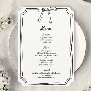 Hand Drawn Bow Scribble Modern Classic Wedding  Menu