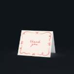Hand Drawn Bow Thank You Card<br><div class="desc">This hand drawn thank you card template featuring cute hand drawn elements and a retro themed font pairing. Edit all wording and colours to make this invitation card fit your own personal style   event theme.</div>