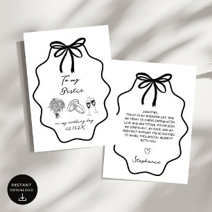 Hand Drawn Bow To My Bestie  On My Wedding  Invitation