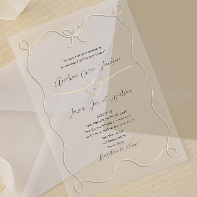 Hand Drawn Bow Transparent Wedding Acrylic Invitations (Creator Uploaded)