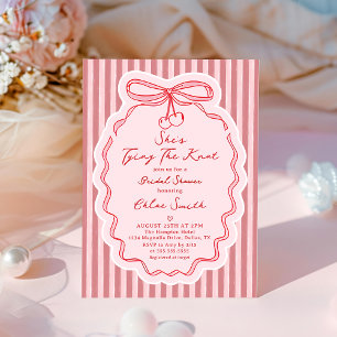 Hand Drawn Bow Tying The Knot Bow Bridal Shower Invitation
