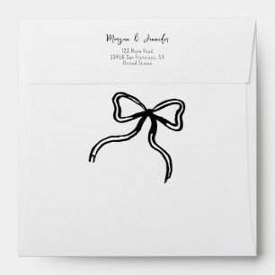 Hand drawn bow Wedding Personalised Envelope
