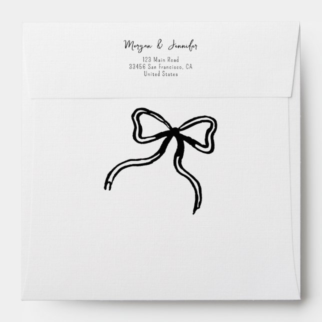 Hand drawn bow Wedding Personalised Envelope (Back (Top Flap))