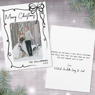 Hand Drawn Bow Whimsical Christmas Holiday Card
