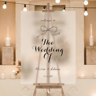 Hand Drawn Bow Whimsical Quirky Wedding Welcome Acrylic Sign
