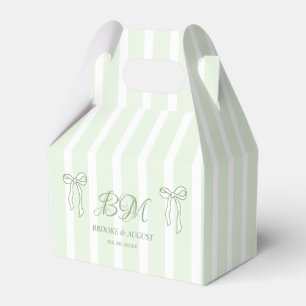 Hand Drawn Bow White and Green Wedding  Favour Box