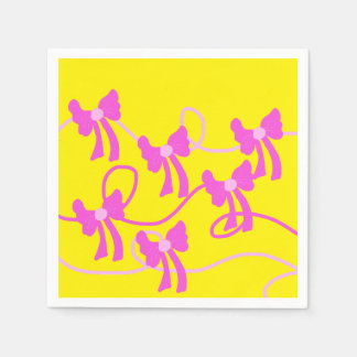 Hand-drawn Bows Pink  Yellow Lovers Napkin