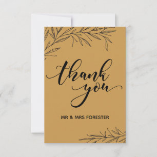 Hand Drawn Branch Flat Thank You Card