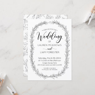 Hand Drawn Branch Frame Wedding Invitation