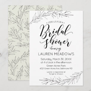 Hand Drawn Branches Bridal Shower Invitation