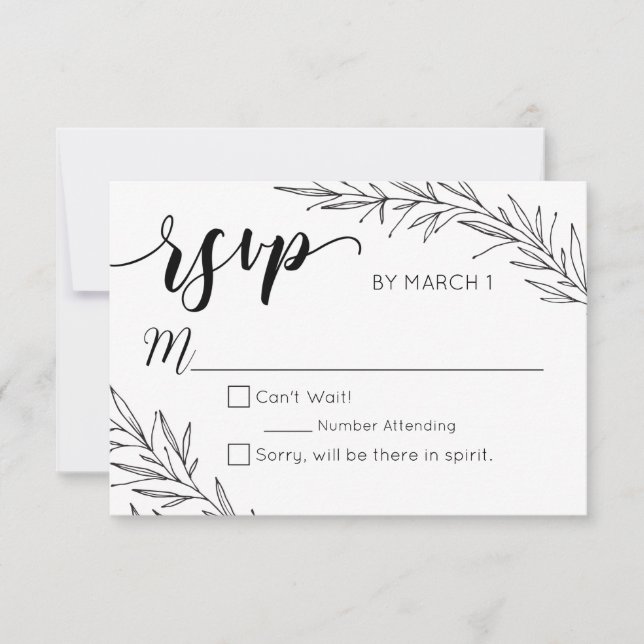 Hand Drawn Branches Wedding RSVP Card (Front)