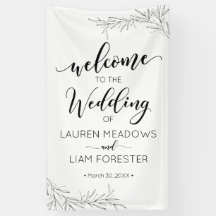 Hand Drawn Branches Wedding Welcome Banner