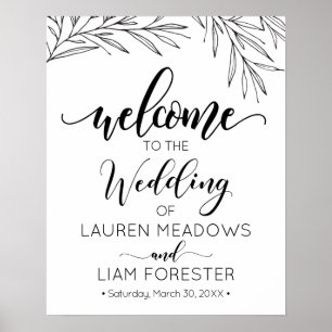 Hand Drawn Branches Wedding Welcome Poster