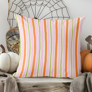 Hand Drawn Bright Fall Striped Cushion
