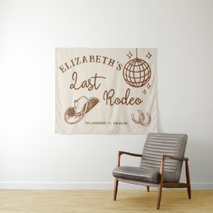 Hand Drawn Brown Cowgirl Western Last Rodeo Bridal Tapestry