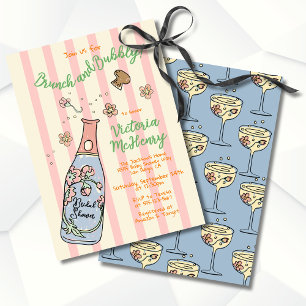 Hand Drawn Brunch and Bubbly Bridal Shower Invitation
